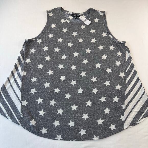 Lane Bryant Gray Lightweight Tan Top Stars and stripes Women's size 18/20 NWT - Picture 2 of 6